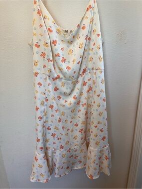 ModCloth Cream Floral Sundress with Orange, Yellow & Purple Accents